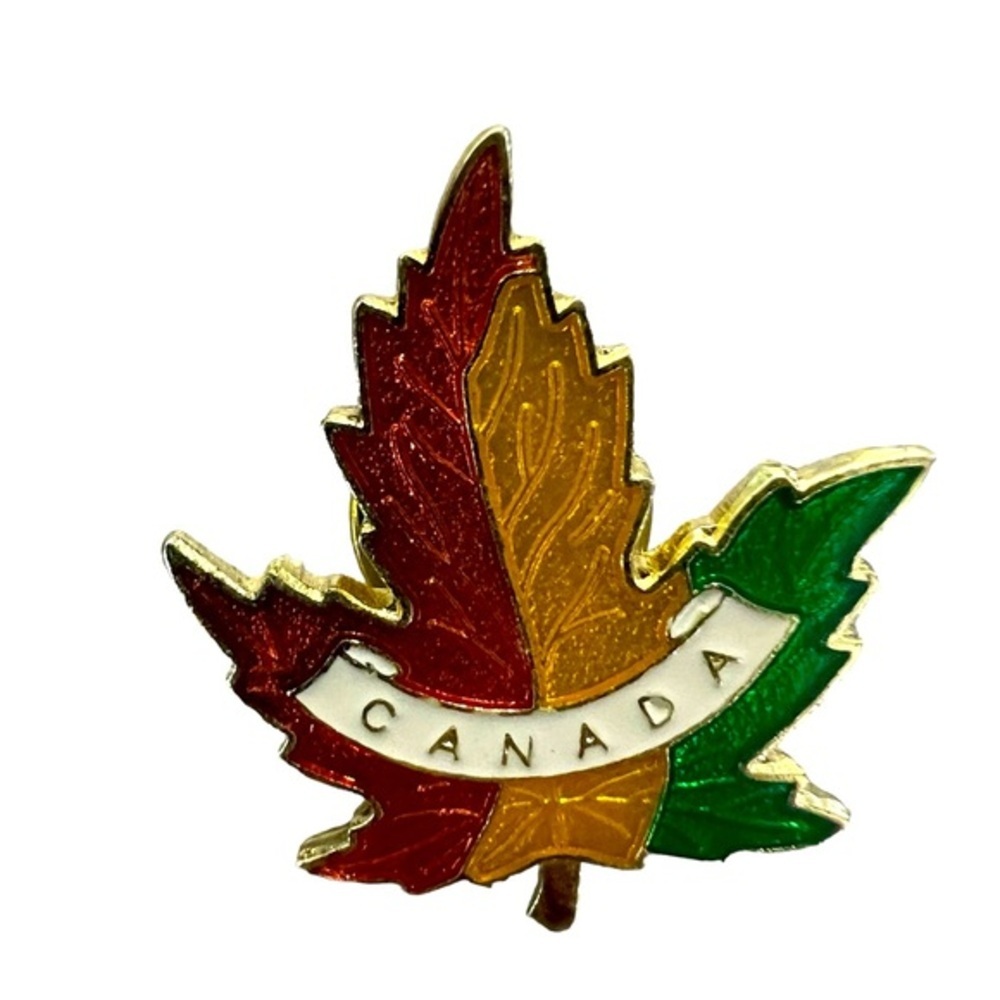 Free with Purchase- Canada Colorful Maple Leaf Lapel Pin Vest Collectible EUC